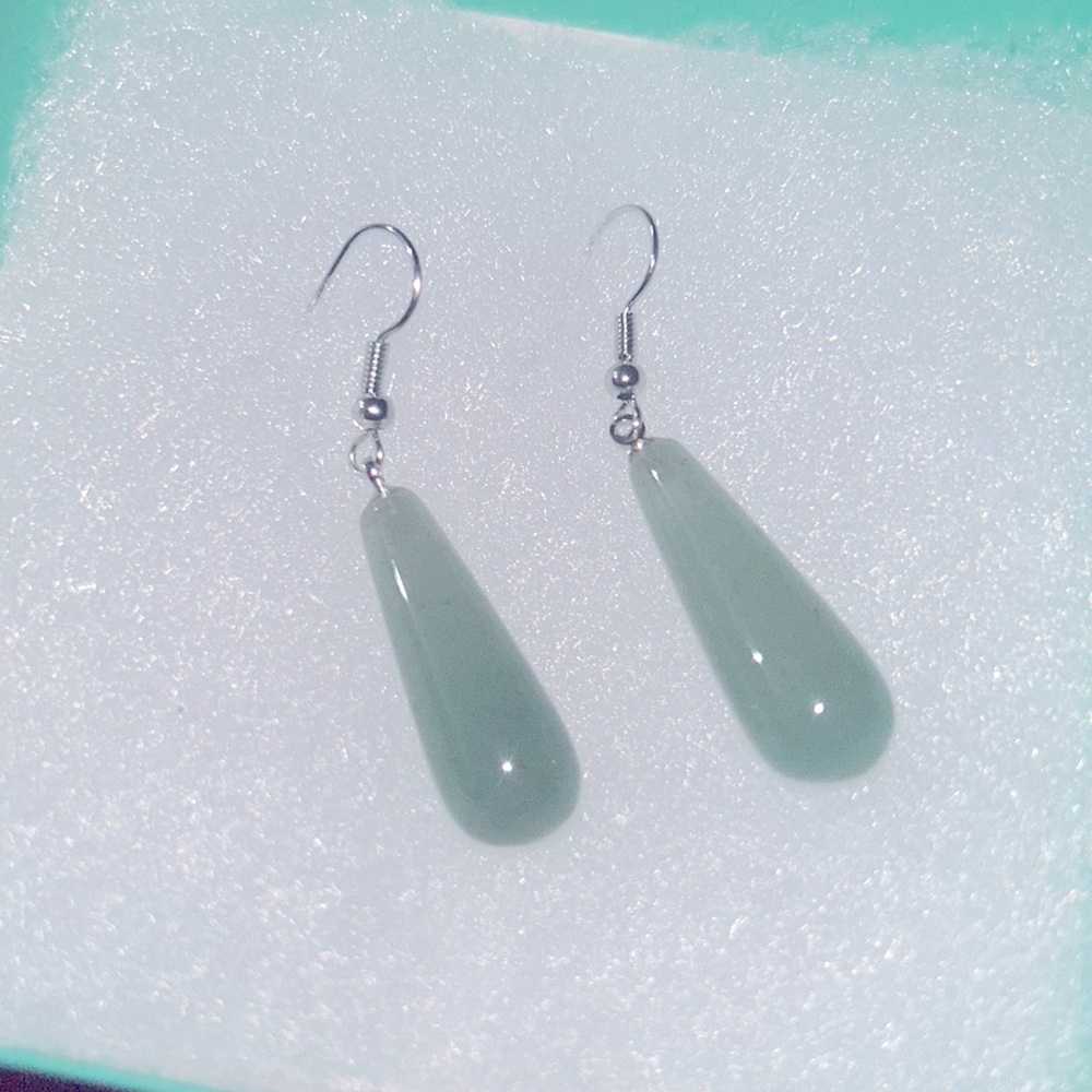 Boho hippie Giu Giu Lucky Jade Sterling Silver Earrings